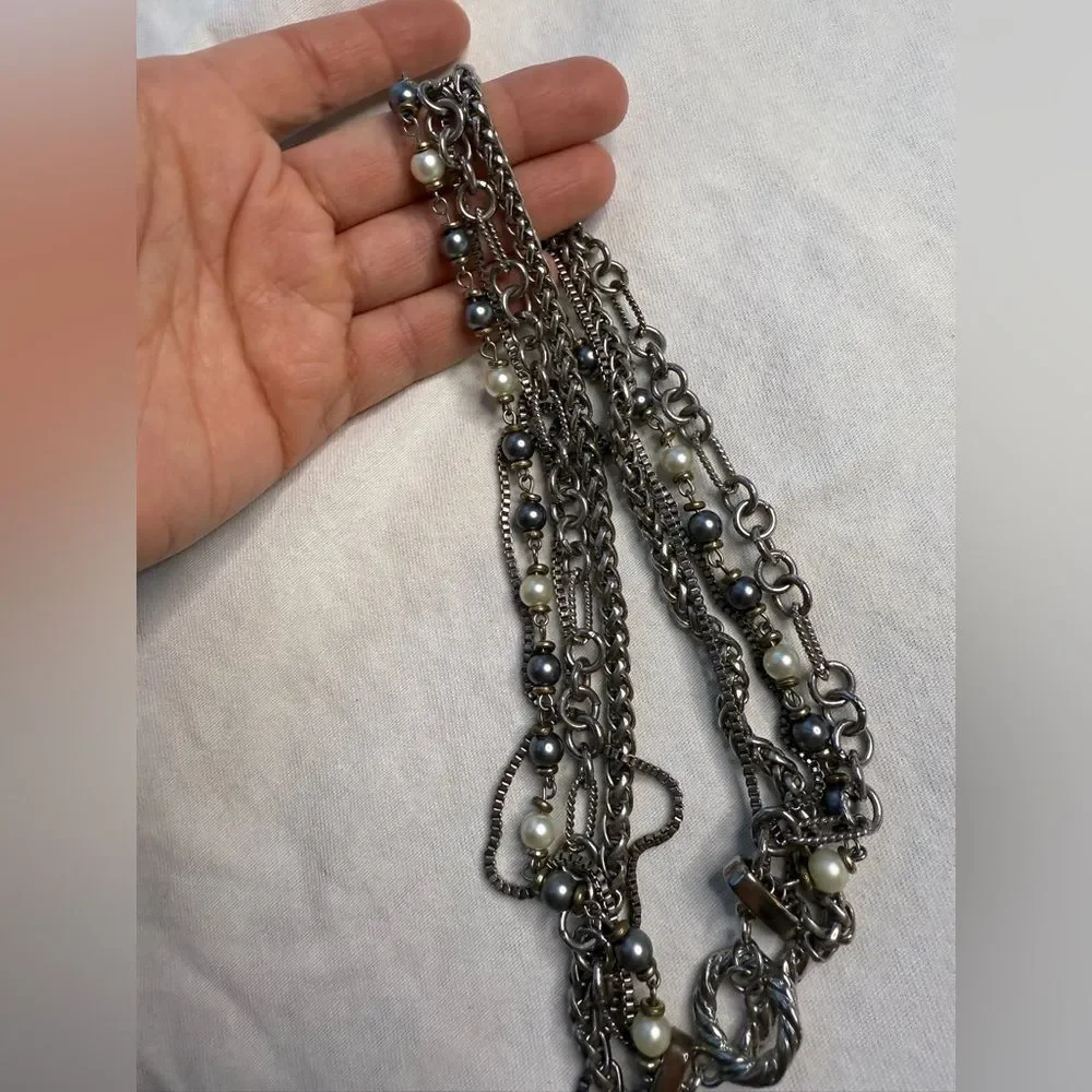 Y2K Moto Edgy Punk Three Chain Silver Necklace